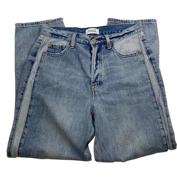 Pistola Charlie high rise ankle straight button fly double denim panels size 27 - Picture 8 of 16